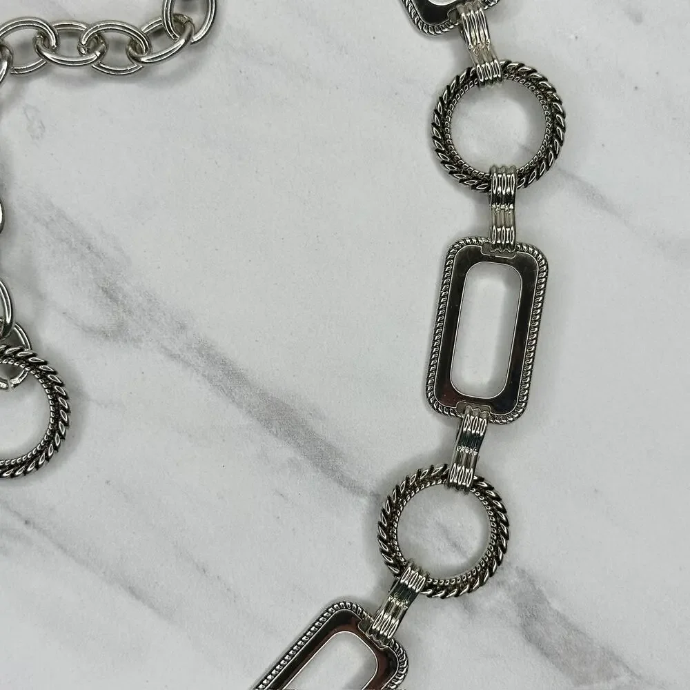 Textured Silver Chain Belt Rectangle Rope Large/XL (L/XL) ✨
